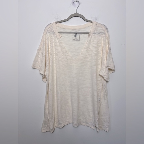 FP WE THE FREE Maddie Burnout Short Sleeve Slouchy Relaxed Fit Tee Cream Beachy - Picture 3 of 13